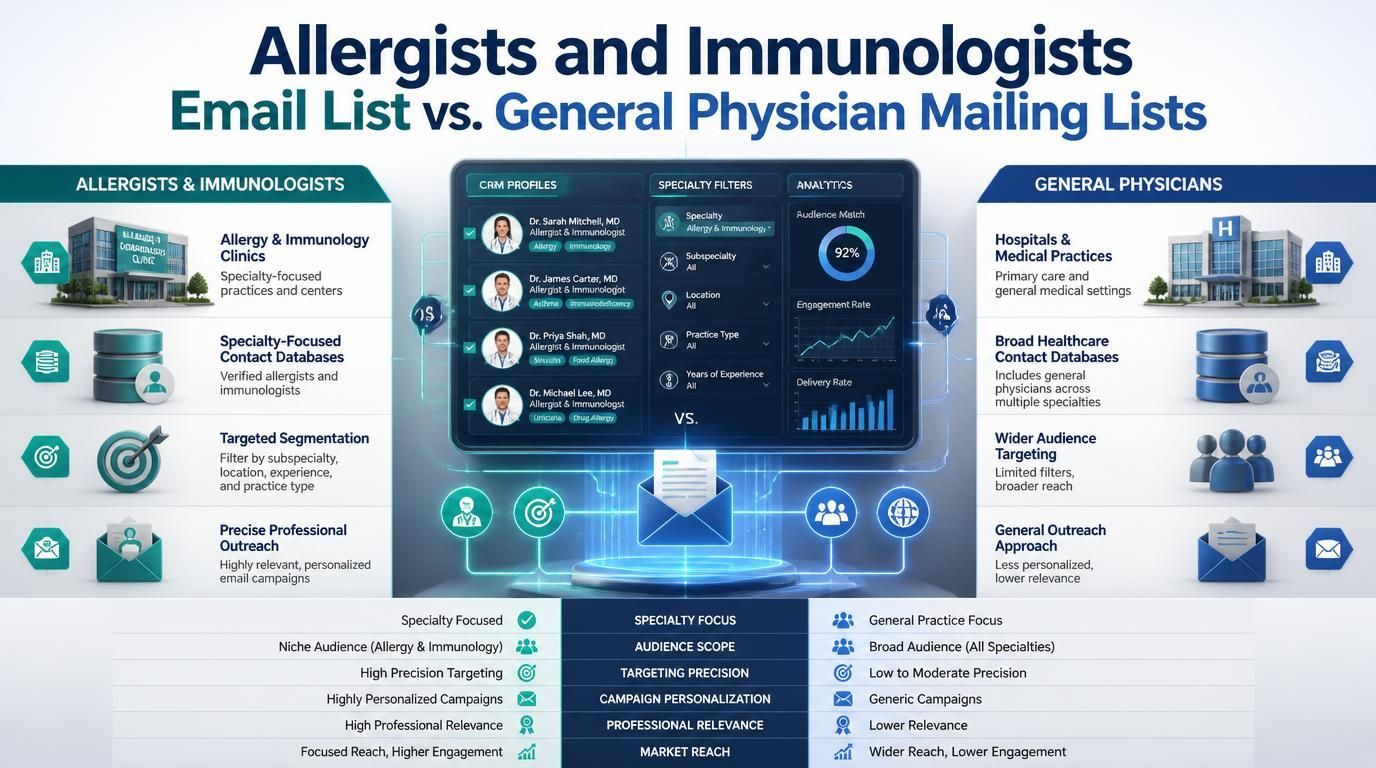 Allergists and Immunologists Email List vs. General Physician Mailing Lists