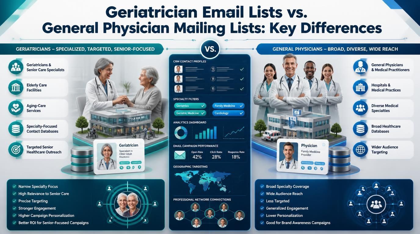 Geriatrician Email Lists vs. General Physician Mailing Lists: Key Differences