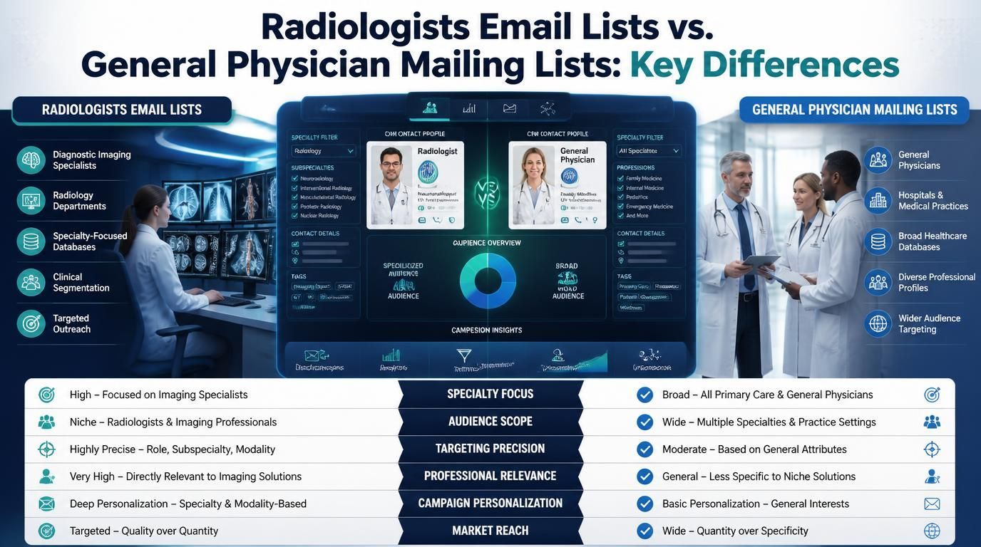 Radiologists Email Lists vs. General Physician Mailing Lists: Key Differences