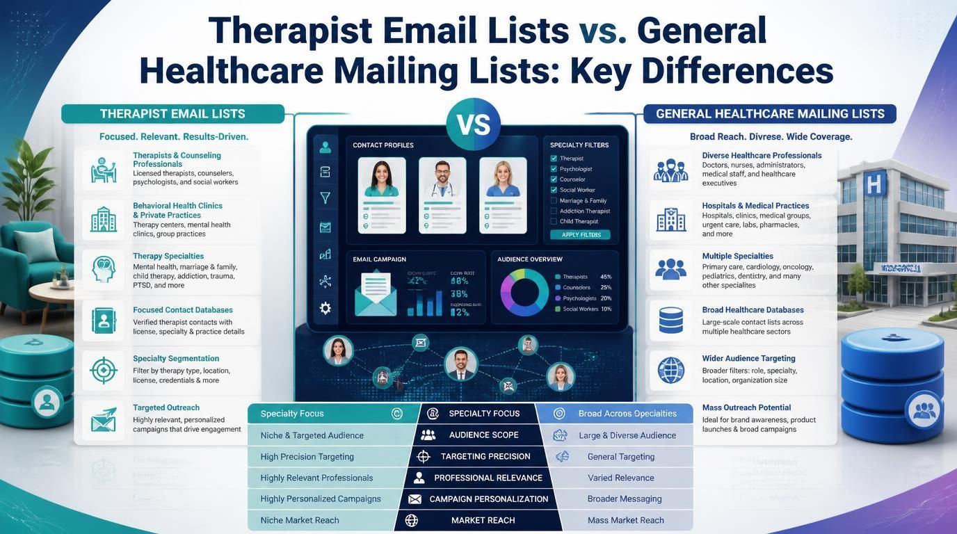Therapist Email Lists vs. General Healthcare Mailing Lists: Key Differences